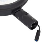 Lampadaire LED tête ronde noire, embase cylindrique et connecteur étanche