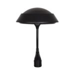 Luminaire extérieur noir en dôme avec tige centrale et embase de fixation pour poteau