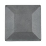 Plaque de luminaire extérieur carrée en métal gris, bords biseautés et quatre vis visibles