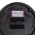 Luminaire LED rond, driver Philips visible avec dissipateur noir et câbles électriques