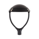 Lampadaire extérieur tête LED noir dôme avec support en U pour montage sur mât