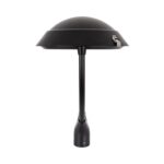 Lampadaire extérieur noir mat en métal, abat-jour dôme, fixation sur mât