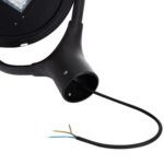 Lampadaire extérieur noir avec câble électrique apparent et tête LED plate