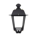Lampadaire extérieur noir en métal, lanterne carrée classique pour montage sur poteau