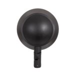 Tête de luminaire ronde noire, surface convexe, embase cylindrique pour fixation sur mât