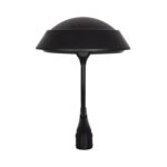 Lampadaire noir dôme, tige fine et embase pour fixation sur mât