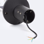 Support de fixation pour lampadaire cylindrique noir mat en métal avec câble électrique à fils dénudés