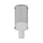 Lampadaire LED gris à ailettes, montage sur mât, boîtier profilé pour éclairage public