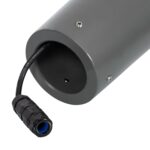 Corps de lampadaire extérieur cylindrique gris avec câble et connecteur étanche