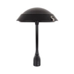 Lampadaire extérieur noir à dôme métallique monté sur mât droit