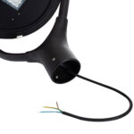 Lampadaire LED tête ronde noire avec embase et câble électrique à fils dénudés