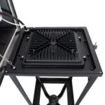 Tête de lampadaire LED noire avec dissipateur à ailettes carré et support de fixation pour poteau