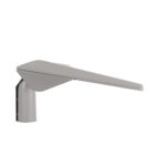 Luminaire LED extérieur gris, corps allongé mat, embase cylindrique pour montage sur poteau