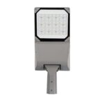 Lampadaire LED tête rectangulaire gris métallisé à fixation sur poteau pour éclairage public