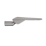Luminaire d'éclairage extérieur gris aluminium, profil plat avec fixation latérale pour mât