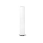 Lampadaire sur pied cylindrique blanc avec diffuseur opalin et base noire pour extérieur