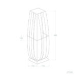 Lampadaire extérieur solaire colonne facettée sur socle carré avec dimensions