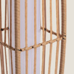 Lampadaire LED solaire avec structure tressée beige et abat-jour cylindrique blanc