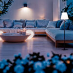 Lampadaire sur pied extérieur noir en métal avec abat-jour blanc LED solaire