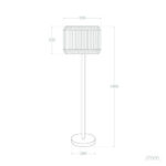 Lampadaire sur pied avec abat-jour cylindrique à lames, tige fine et base ronde