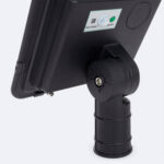 Lampadaire LED solaire support orientable noir pour fixation sur mât, boîtier arrière avec commande