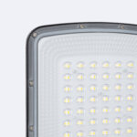 Lampadaire solaire LED panneau rectangulaire à matrice de diodes, diffuseur texturé et cadre gris métallique