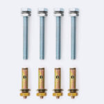 Tiges filetées et chevilles d'ancrage, lot de 4, avec écrous et rondelles métalliques