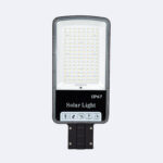 Lampadaire solaire LED rectangulaire noir et gris, matrice LED, fixation pour mât, indice IP67