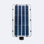 Lampadaire solaire tête avec panneau photovoltaïque rectangulaire et fixation pour poteau, cadre noir