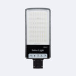 Lampadaire solaire LED panneau rectangulaire blanc boîtier noir, fixation pour mât, indice IP67