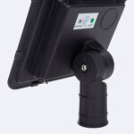 Lampadaire solaire LED noir avec support articulé et adaptateur de fixation pour poteau