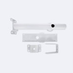 Support de fixation pour lampadaire solaire blanc en métal, tube cylindrique et plaques de montage