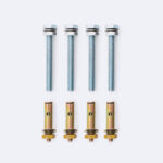 Vis filetées zinguées et chevilles d'ancrage métalliques dorées, lot de 4 pour fixation