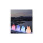 Lampe nomade rechargeable LED multicolore, lanterne conique avec anse, couleurs rose violet bleu et blanc chaud