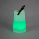 Lampe portable LED conique blanche givrée éclairage vert anse noire