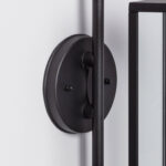 Applique murale noire en aluminium et verre, support mural rond et cadre rectangulaire