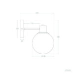 Applique murale extérieure avec bras métal et globe sphérique en verre, fixation murale rectangulaire