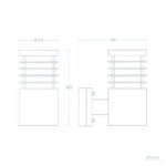 Applique murale extérieure acier inoxydable à lames horizontales, finition brossée, fixation murale