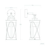 Applique murale extérieure en acier inoxydable, lanterne cylindrique à armature croisée, fixation murale ronde