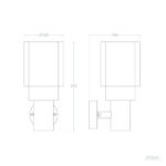 Applique murale extérieure acier inoxydable avec abat-jour rectangulaire et fixation murale ronde