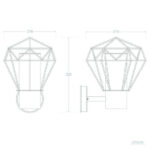 Applique murale extérieure cage géométrique, montage mural sur platine rectangulaire