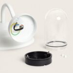 Applique murale extérieure blanche en aluminium, globe en verre transparent et platine de fixation