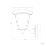 Applique murale extérieure en aluminium, abat-jour conique et bras inférieur de fixation