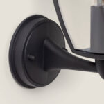 Applique murale extérieure noire en aluminium à bras inférieur, finition mate, fixation murale ronde