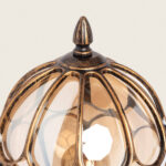 Applique murale extérieure en aluminium bronze patiné, dôme à panneaux de verre incurvés