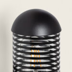 Applique murale extérieure noire en aluminium, dôme mat et corps cylindrique à grille, ampoule LED visible