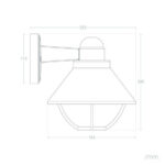 Applique murale extérieure en aluminium conique avec bras mural et grille protectrice