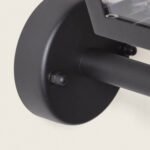 Applique murale extérieure noire en aluminium, plaque de fixation ronde, bras cylindrique et petit capteur