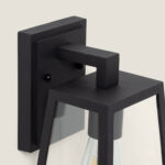 Applique murale extérieure noire en aluminium avec panneaux de verre, style lanterne carrée
