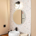 Applique murale en verre transparent et métal noir, globe rond à fixation murale